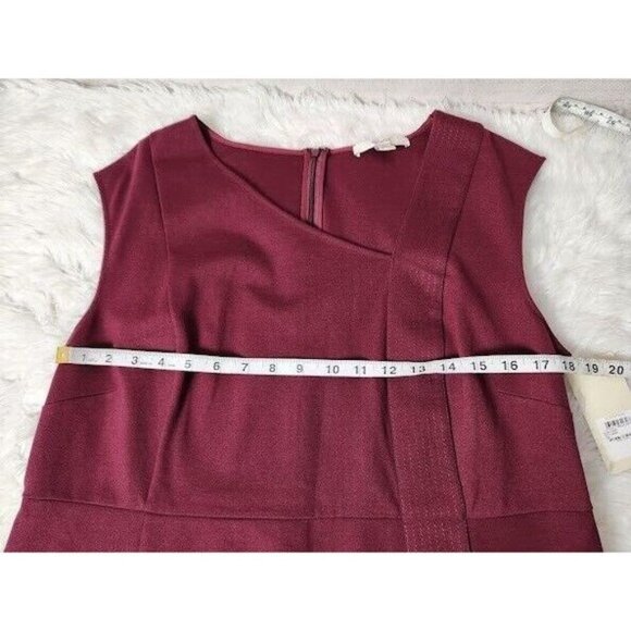 NWT Sejour Women's Red Asymmetric Tuck Detail Dress Size 18 - Picture 3 of 8